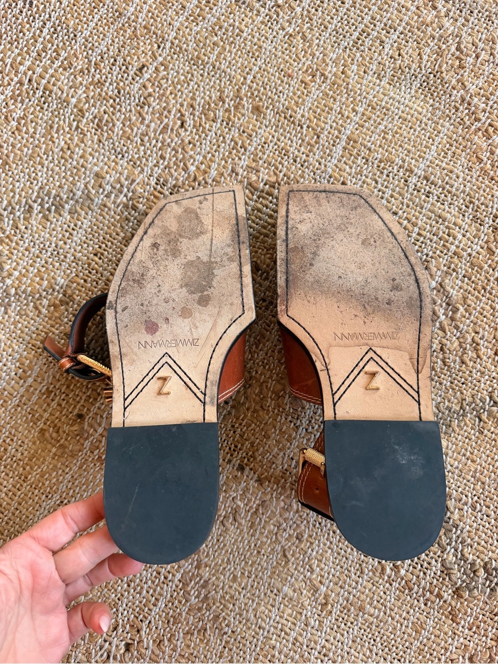 Zimmermann Square Toe Mule Ankle Strap Leather Sandal 38 - Picture 14 of 15